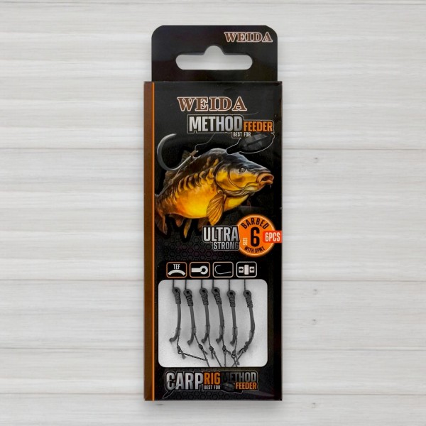 Повідець корповий для волосяних монтажів Weida Method Feeder GZ-14, 6шт/уп, № 6